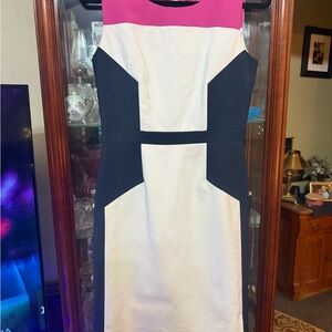 ANTONIO MELANI Pink and Black Colorblock Midi Dress